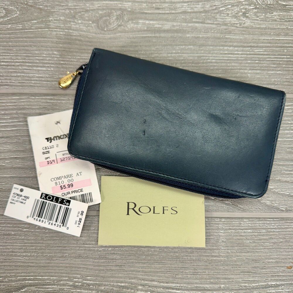 Vintage Rolfs Navy Blue Bifold Zipper Women's Collectibles Line with Tags